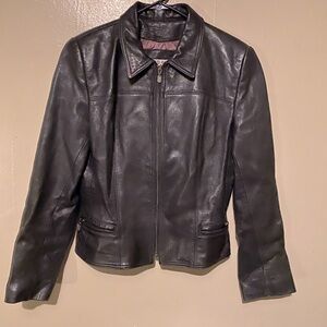 Black small Bebe leather crop jacket